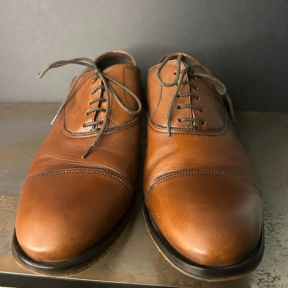 To Boot New York Men's Oxfords Dress Shoes 7 Italy Cap Toe Leather Classic Brown